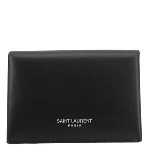 Pre-owned Yves Saint Laurent Smooth Leather Card Case Paris Business Black