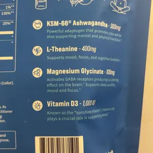 Product Review of Nello Supercalm Calming Drink Mix with KSM-66 Ashwagandha Vitamin D3 Magnesium & L-Theanine Supports Cortisol Balance Mood Sleep 20 Servings Travel Packets Dietary Supplement from k**💋