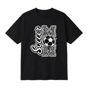 Cotton Oversized Unisex Funny Meme T-Shirt Soccer Mom Graphic Print Tee Vintage Leopard Texture Letters with Soccer Ball Design Casual Game Day Shirt