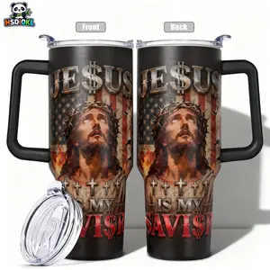 Stainless Steel Insulated Tumbler with Lid, 40oz 30oz 22oz 20oz 14oz, Double Wall Vacuum Insulated Water Bottle Hot Cold 24 Hours, Leakproof Travel Mug Insulated Travel Drinkware Jesus American Flag Gift for Women Men Kids Insulated Cup