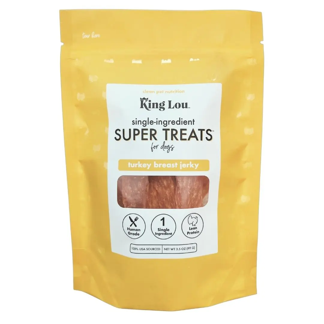 King Lou Turkey Breast Dog Treats - Single Ingredient, 100% USA, Rich in Lean Protein, Human-Grade, Hand-Made, Small Batch, Hypoallergenic, Training Natural Treats Food for Dogs and Cats