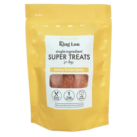King Lou Turkey Breast Dog Treats - Single Ingredient, 100% USA, Rich in Lean Protein, Human-Grade, Hand-Made, Small Batch, Hypoallergenic, Training Natural Treats Food for Dogs and Cats
