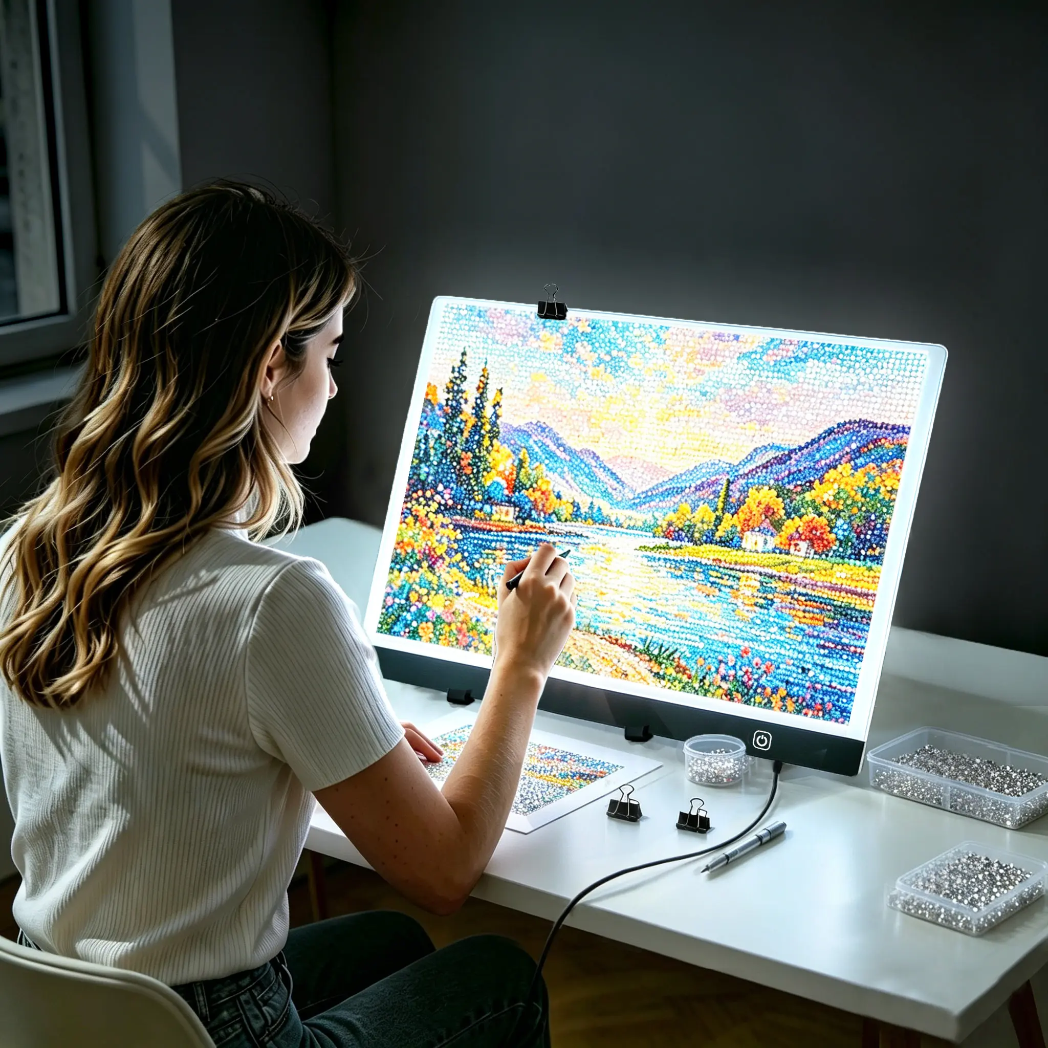 Light Pad A2-60x40cm 3-Level Dimming LED Light Board with Stand for Diamond Painting，Calligraphy & Art Drafting USB Power Tracing Pad Office Supply Kit, Copy board, Creative Coloring