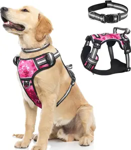No-Pull Dog Harness with Collar, Adjustable Reflective Outdoor Vest, Front/Back Leash Clips for Small to Extra Large Dogs, Easy Control Handle for Stress-Free Walking WINSEE