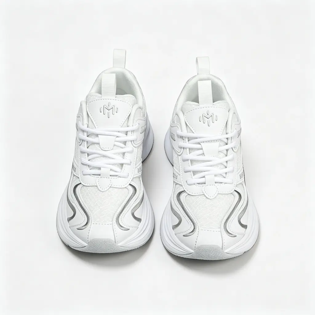 Y2K Chunky Platform Sneakers for Women Men - White Silver Thick Sole Walking Shoes Breathable Mesh Casual Dad Shoes