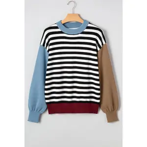 Black Striped Color Block Sweater