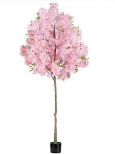 Artificial Cherry Blossom Tree, Fake Plants Indoor Decor, Faux Pink Sakura Flowers for Living Room Home House Entryway Bedroom Office Inside Decorations, 5FT