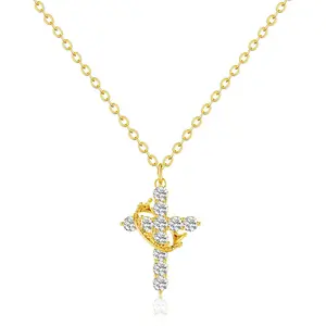 Women's Upgraded Long Crown Cross Necklace, Non-Tarnish Faith Jewelry, Christian Easter Gifts for Her, Summervibes Cross Necklace for Women, Cross Necklace Women #summervibes
