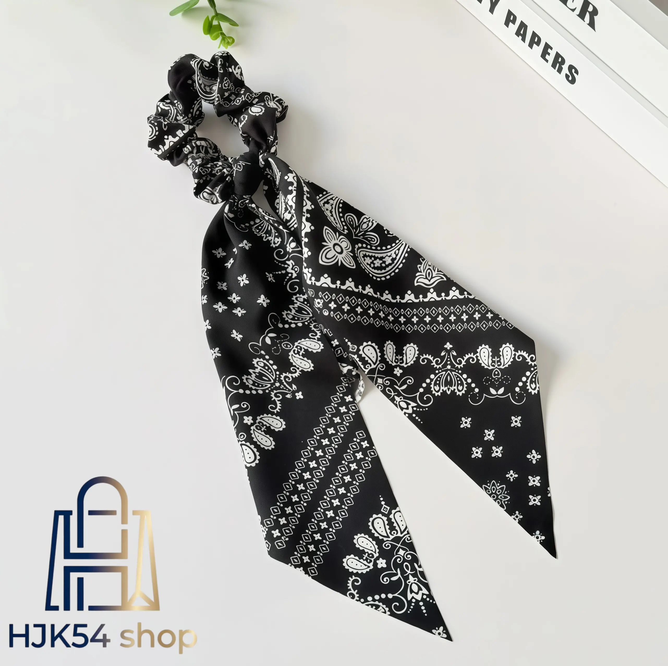 Bohemian Paisley Scarf Scrunchies for Women, Bandana Style Hair Ties with Tail, Non-Slip Elastic Ponytail Holder for Daily & Party Wear