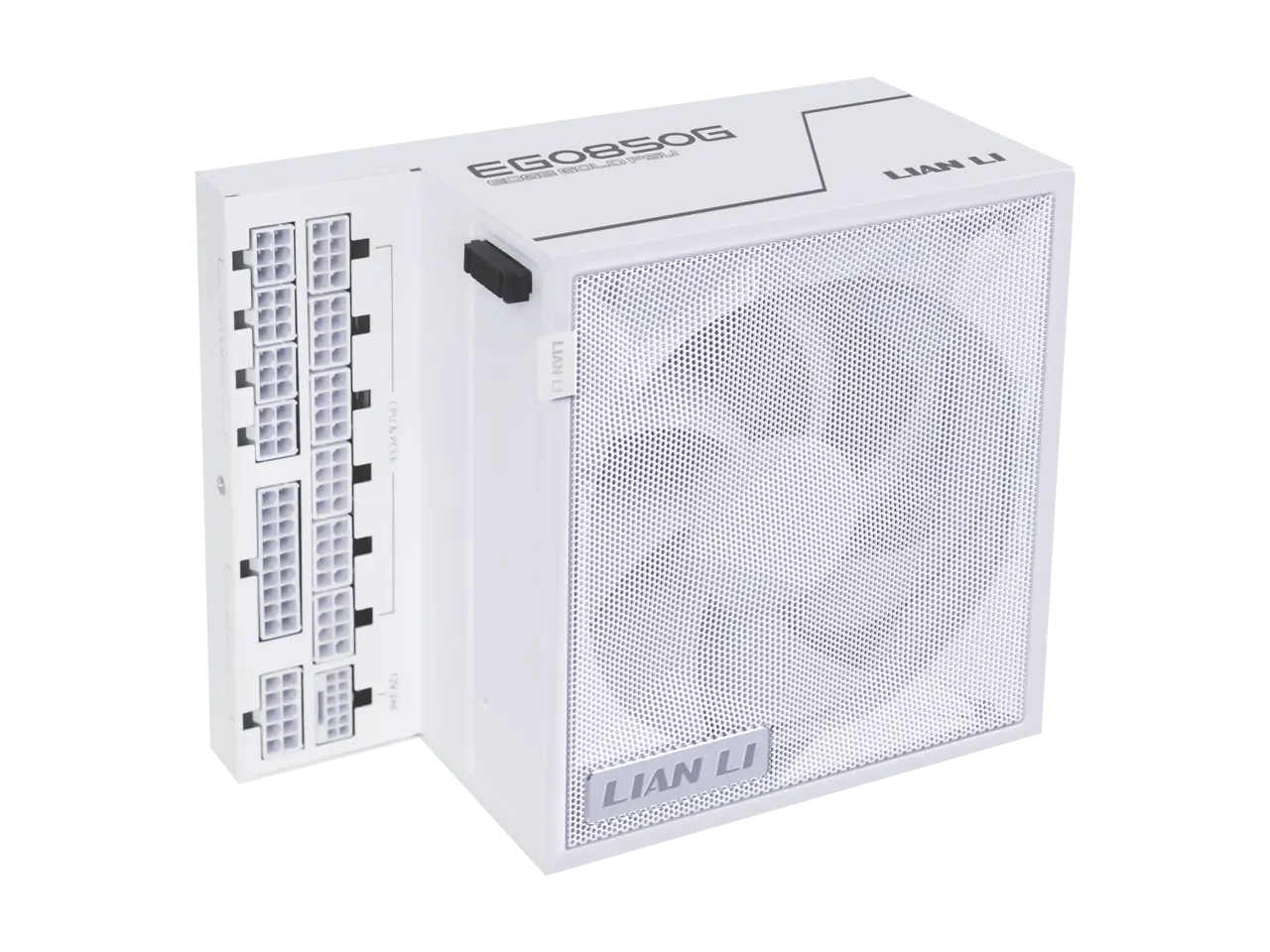 Lian Li EDGE850W Fully Modular Low-Noise ATX Power Supply - ATX 3.1 & PCIE 5.1 Compliant - Cybenetics Gold Efficiency - 12V-2x6 Cable - L-Shape Design - Without USB/Fan Hub - White (EG0850G.W)