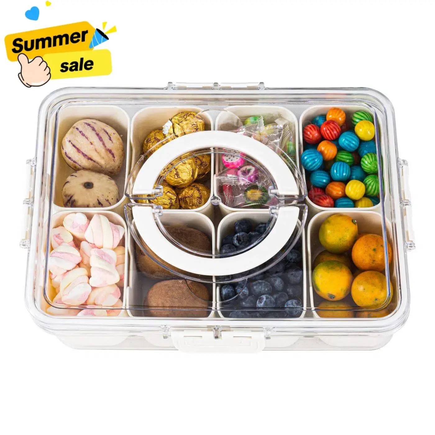 【SummerSale】Snackle Box Container with Lid Travel Charcuterie Box with Handle Organizer for Candy, Fruit, Nuts, Veggies, Snacks, Beach Essentials, Portable Lunch Box