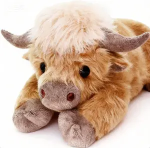 Weighted Scottish Highland Cow Plush, Huggable Stuffed Animal, Soft Snuggly Stress-Relief Companion, Ideal Birthday Gift for Kids and Adults,summervibes
