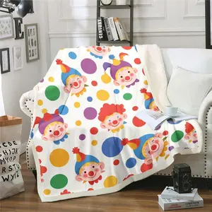 Cute Cartoon Clowns Throw Blanket for Rainbow Polka Dots Fleece Blanket Baby,Funny Clowns Blanket Birthday Gifts Sherpa Blanket Kids Boys Girls Home Decorative,Lightweight