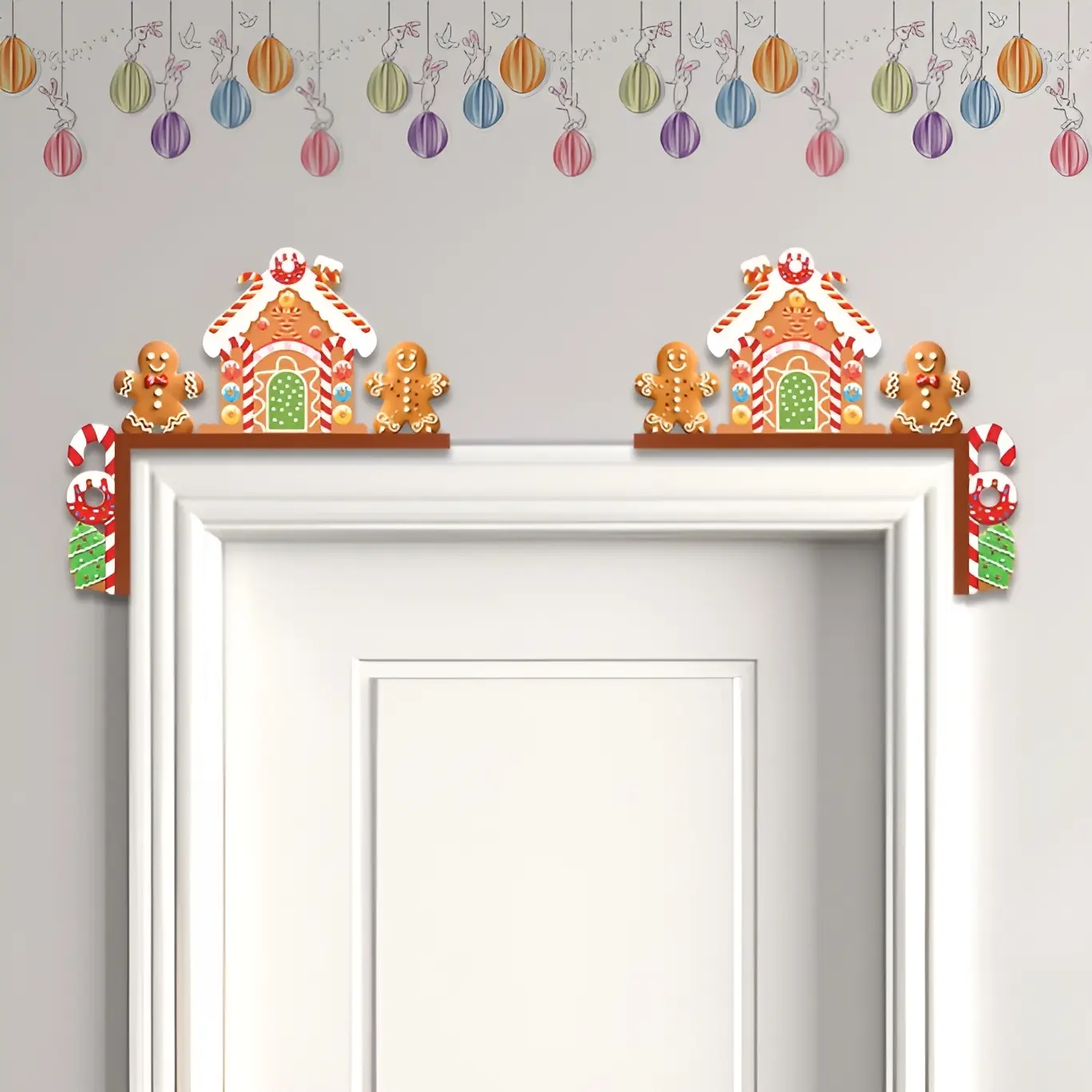 2pcs - Christmas decorative door corner signs, creative Grinch snowman ornaments, gingerbread man indoor door corner door frame wall stickers and pendants, suitable for Decoration Props for festive parties and gatherings, Christmas Decorations