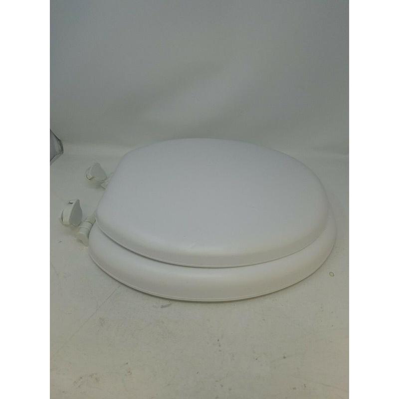 Mayfair 274521 Round Soft Vinyl Toilet Seat - Molded Wood Base, Cushioned Sit, Easy-Clean Design, Adjustable Hinges, Long-Lasting Durability, Home Improvement Bathroom Fixture