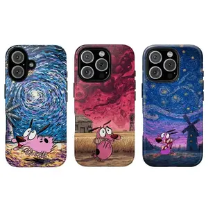 HAY Courage The Cowardly Dog phone case,Cute Cartoon Dog Aesthetic phone case,Tough phone case,for iPhone 16/15/14/13/12/11/17 ProMax Plus for Samsung phones, suitable for both men and women, an excellent choice for Halloween, Christmas and Thanksgiving.
