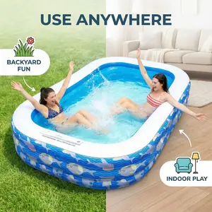 Inflatable Swimming Pool for Kids and Adults- 90" x 55" x 22" Family Full-Sized Blow Up Pools for kids -Thickened Durable Above Ground Swimming Pool Backyard Lawn, Indoor Outdoor Summer Party