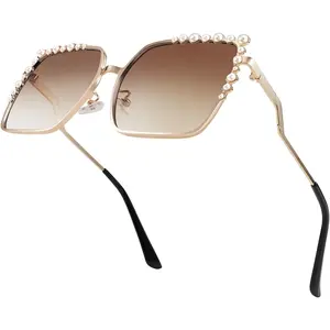 EyeconicFinds Women Oversized Square Sunglasses Pearl Design Ladies 2021 New Luxury Fashion Big Shades B2747