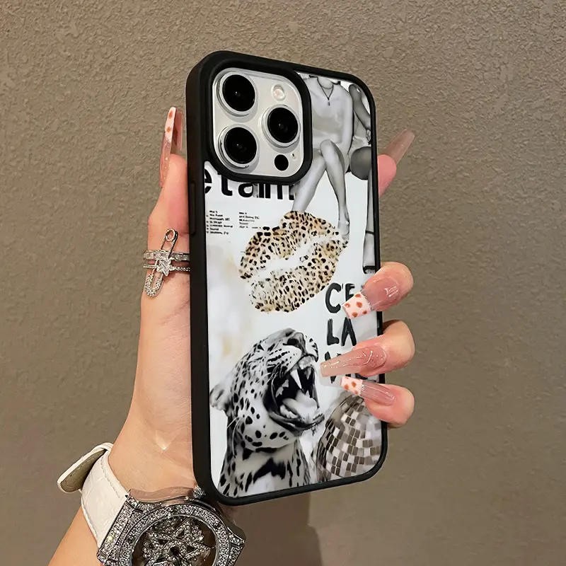 Magnetic TPU Casing for iPhone 11-17 Pro Max - MagSafe Compatible, Aesthetic Leopard Print Collage, Lightweight, Shockproof, Girly Chic Cover with Resistance & Protection