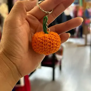 Cute Pumpkin Keychain: Handmade Crochet Delight