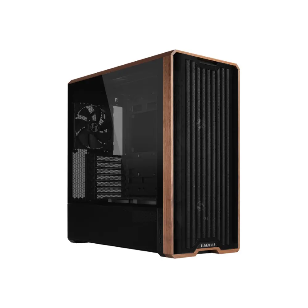 Lian-Li LAN217X CS LAN217X Steel 4mm TG Wood Mid Tower, Black