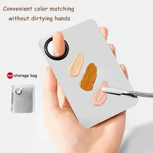 Professional Painter Square Stainless Steel Palette Set, Watercolor Acrylic Foundation Mixing Tools, 2-Piece Multi-Pack