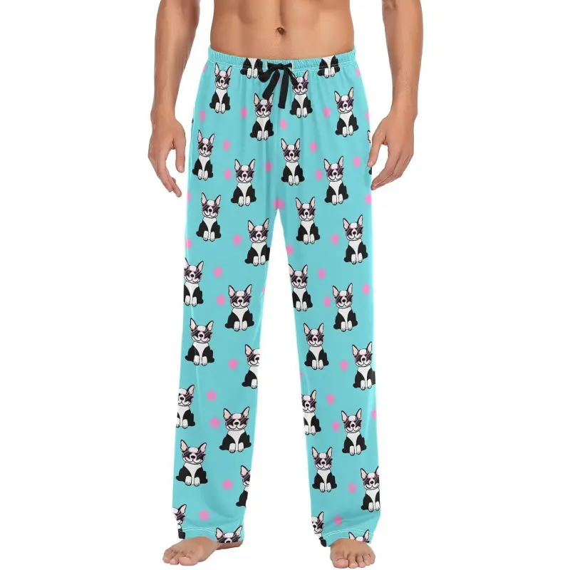 Men's Pajama Pants Soft Comfy Funny French Bulldog Sleep Lounge Pants Pjs Bottoms with Pockets