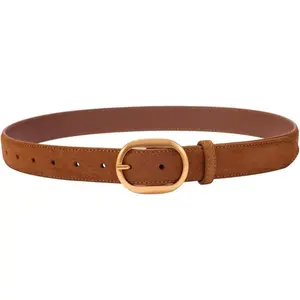 Womens Leather Suede Belt Brown  Belt for Casual Dress Jeans Ladies   Buckle Belt