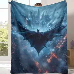 Dark Hero Cityscape Flannel Blanket Night Wing Silhouette Print Design Soft Warm Lightweight Cozy Throw for Bedroom Living Room Office Movie Nights Gifts Holiday Decoration Lounge Relaxation summerwins