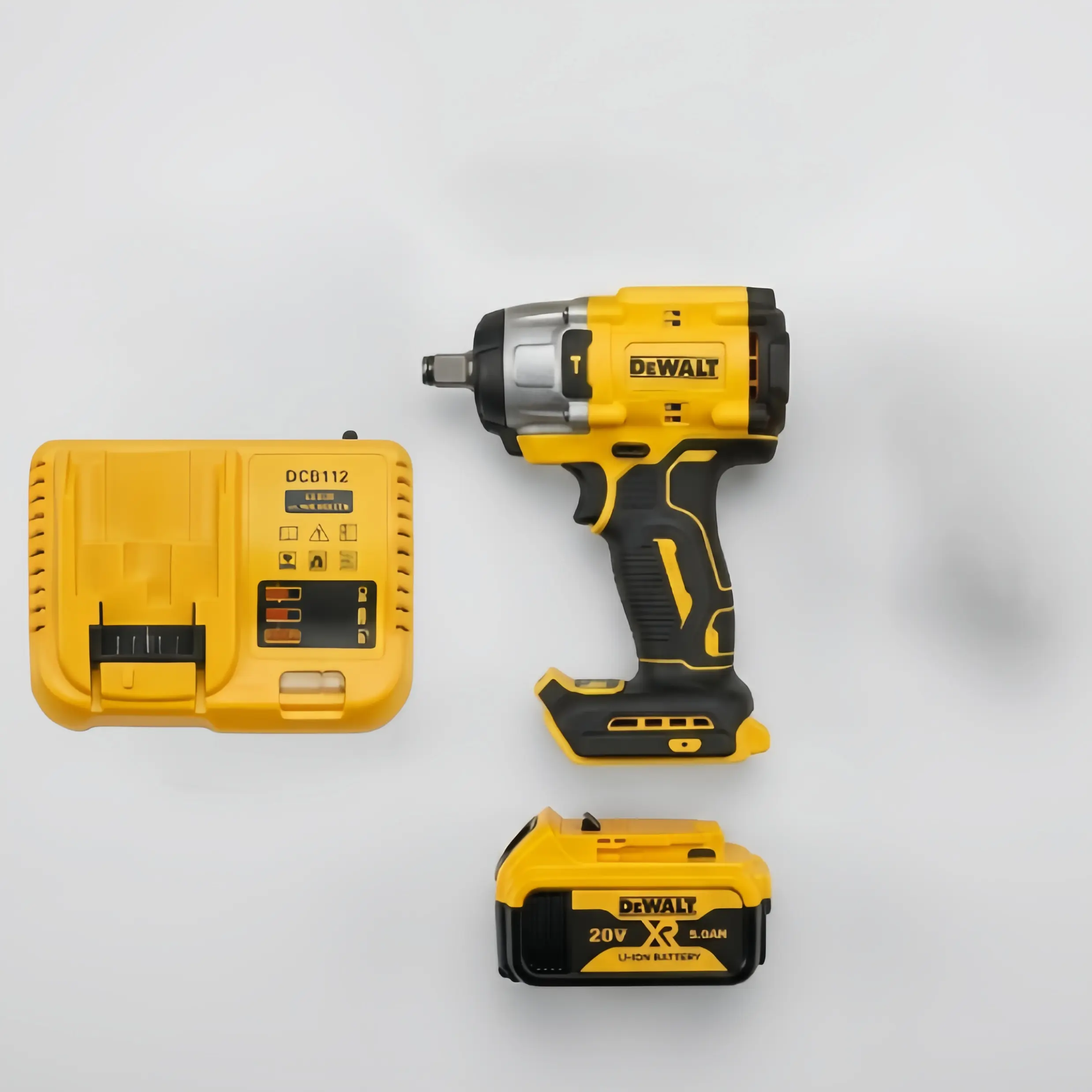 DEWALT 20V MAX XR Brushless Cordless Hammer Drill Driver (1/2" Mid-Torque), Alloy Steel Friction Ring Impact Wrench, 20v Power Auto Repair Tools for Heavy Duty Truck/RV, 1x5.0Ah Battery, Fast Charger, Rusted Bolts Removal