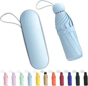 8 Ribs Mini Travel Umbrella Purse with Case Compact Lightweight UV UPF 50+ Sun Protection Windproof Portable Parasol for Women Men Kids