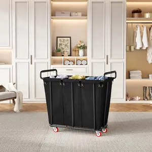 Large laundry hamper with Wheels, 360L 3 Bag Big Rolling Laundry Hamper Sorter Cart, Extra Large Laundry Clothes Hamper, Heavy Duty Laundry Basket Organizer for Laundry Room,Bathroom,Black