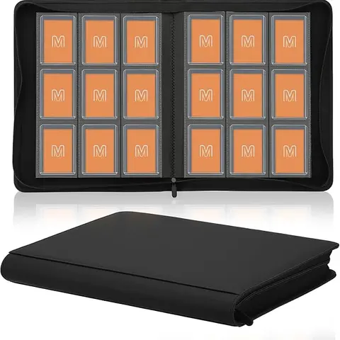 Durable Toploader Binder - 9-Black 9-Pocket Trading Card Organizer with Sleeves, 288-Capacity for 3"x4" Rigid Toploaders, 15.5x13x1.3in Game Card Organizer & TCG Storage Album for Sports Collectibles