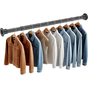 Adjustable Heavy Duty Closet Rod, 35-125 Inch 1.3"Diameter, Simple Versatile Closet Bar for Hanging Clothes & Closet Storage Organization