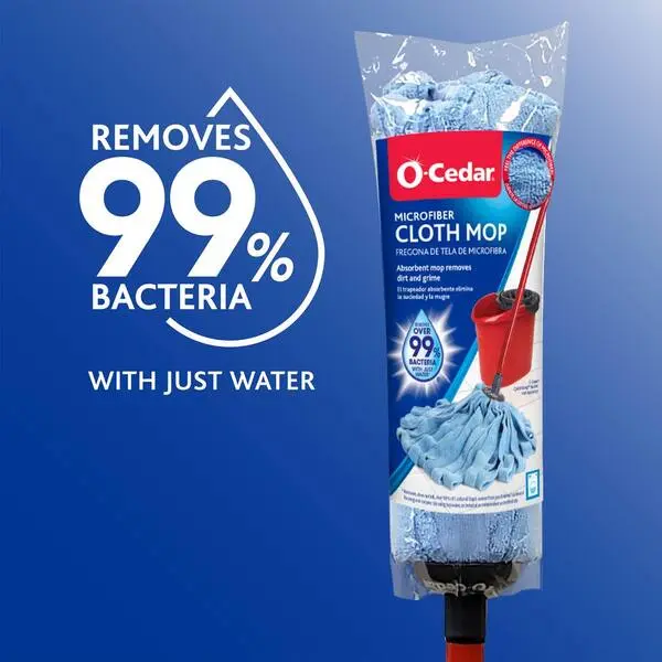 O-Cedar 23.2 in. Microfiber Wet Cloth String Mop 3-Pack for Home Cleaning Removes 99% Bacteria with Just Water