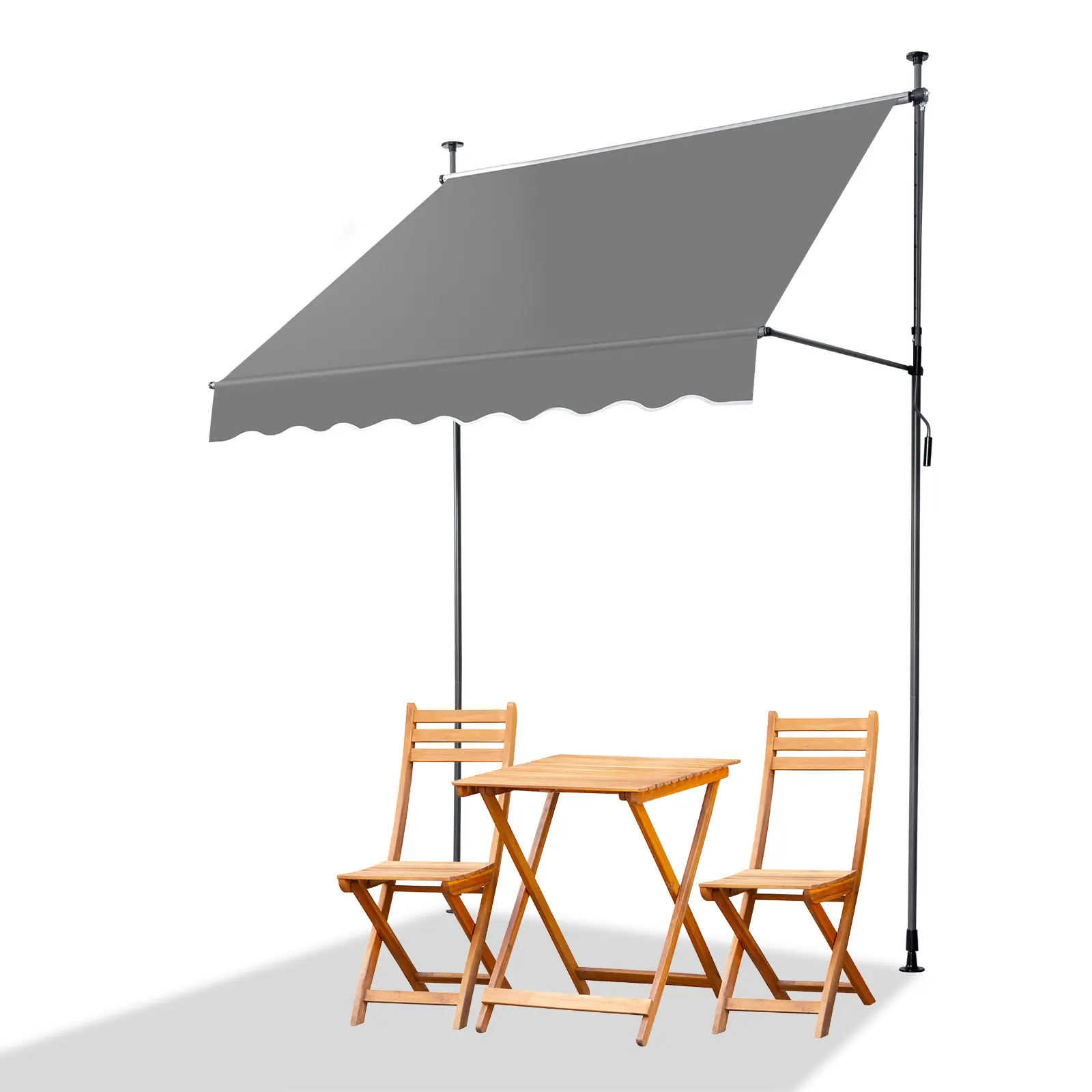 Retractable Awning for Patio Door 78.7"x47.2", Adjustable Height & Angle Waterproof Sun Shade Canopy, No-Drill Door Window Awning with Crank for Deck Balcony Garden, Gray