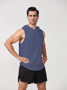 2026 New Style Fashion Fitness Must-Have Hooded Sleeveless Tunic for Men - Mesh Ventilated Sports Running Blouse - Loose Fit for Showing Muscles - Trendy Casual Fitness Outerwear