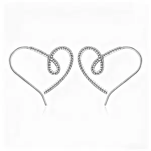 Open Heart Huggie Earrings | 925 Silver Textured Love Heart Hoops for Women