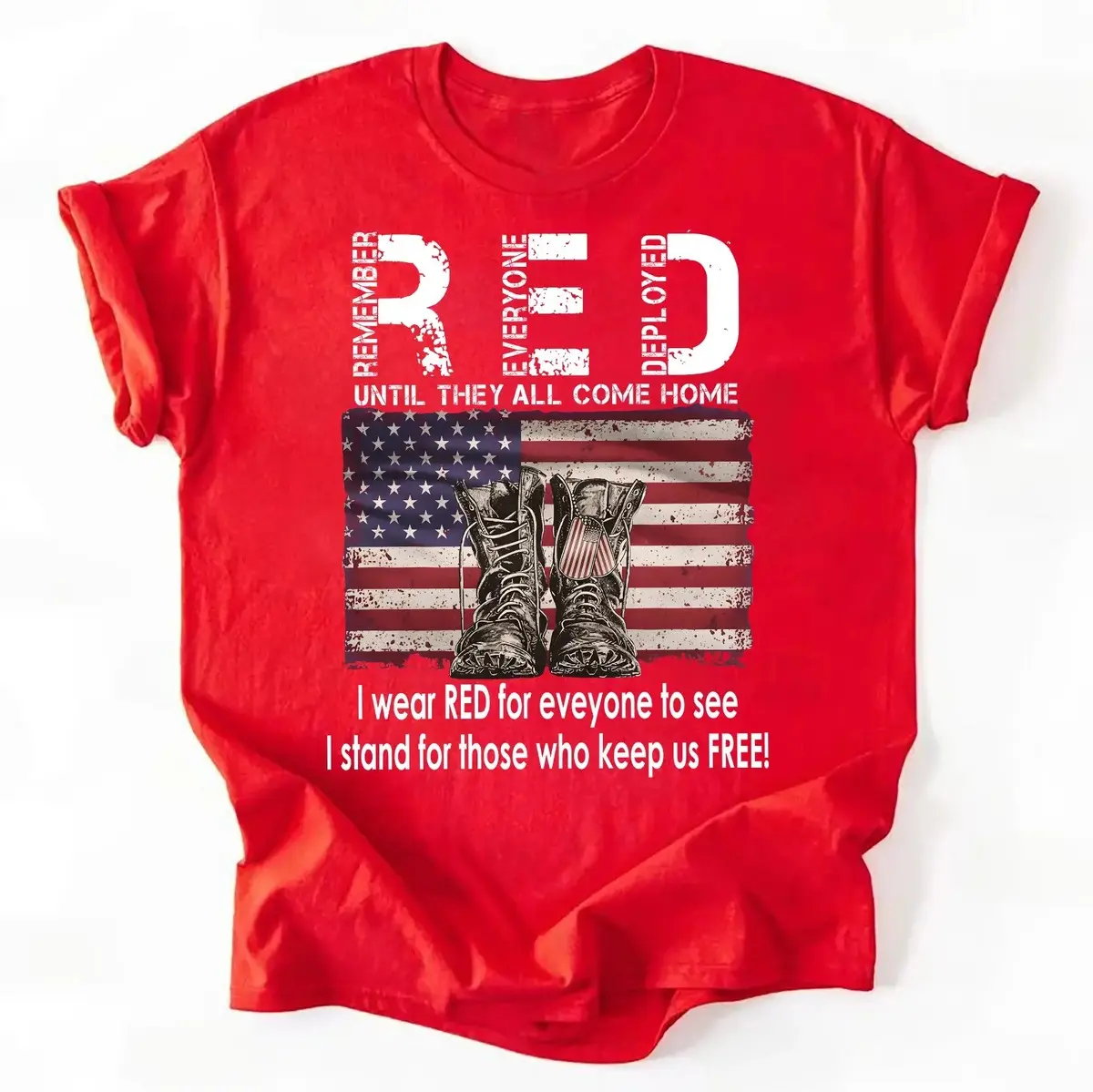 Red Friday Veterans Shirt, Remember Everyone Deployed, Red Friday USA Military Flag T-Shirt Print Tee, Andrew Clothings