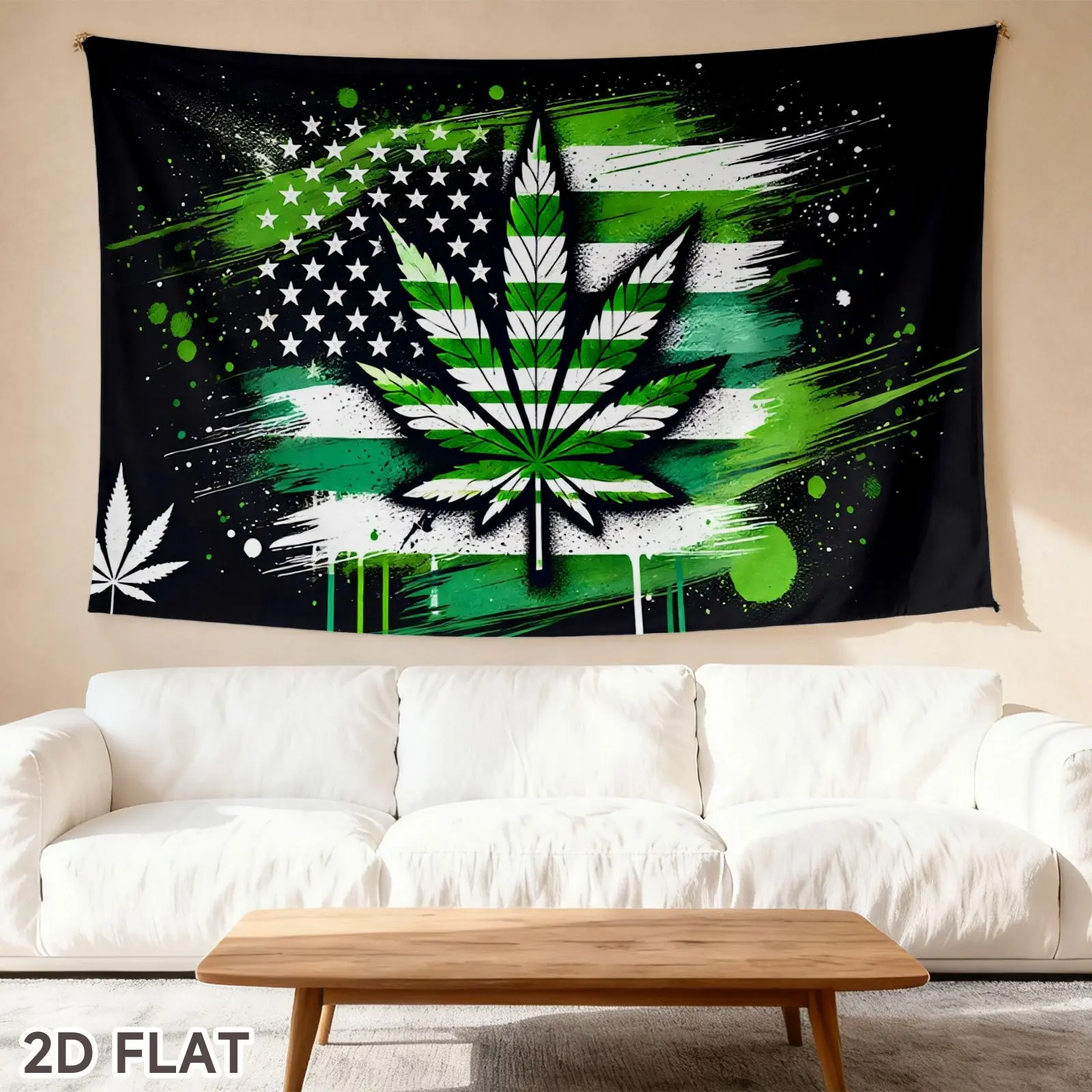 Polyester Wall Hanging Tapestry - Classic Retro Leaf Print Traditional French Country Home Supplies, Living Room Wall Decor, Decoration Items for Family & Animal Lovers, Girls' Gift, Home Office Watercolour Art Accent
