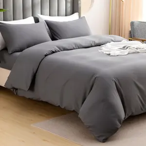 Solid Color Duvet Cover Set, 1 Count Duvet Cover & 2 Counts  Pillowcase without Filler, Soft Comfortable Bedding Set for Bedroom, Guest Room, Dormitory