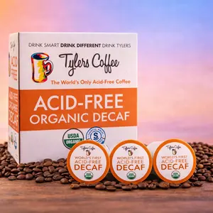 Tyler's Coffee - The First & Only Acid Free Decaf Coffee | Single Serve Pods 16ct No Bitterness