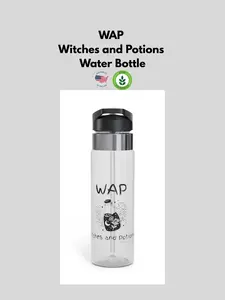 WAP Witches and Potions Water Bottle 20oz Single-wall Tritan Plastic with Screw-on Lid & Straw Lightweight BPA Free Magic Enthusiasts Drinkware