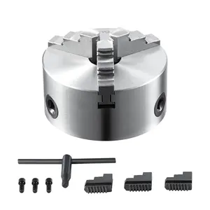【fathersdaygift】VEVOR 3-Jaw Lathe Chuck, 6'', Self-Centering Lathe Chuck, 0.14- 6.3 in/3.5-160 mm Clamping Range with T-key Fixing Screws Reversible Jaws, for Lathe 3D Printer Machining Center Milling Drilling Machin
