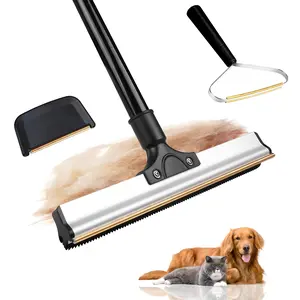 2025 Pet Hair Remover for Low Pile Carpet, Rugs, Stair, Couch & Furniture – 61" Adjustable Long Handle, Deep Clean Cat Dog Hair Remover, Reusable Carpet Scraper - Carpet Rake for Pet Hair Removal
