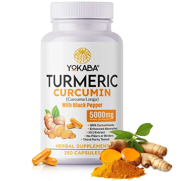 Turmeric Curcumin 5000mg Capsules with BioPerine, Herbal Extract Antioxidant Supplement, Supports Joint Comfort, Healthy Inflammation Response & Daily Wellness, 250 Capsules