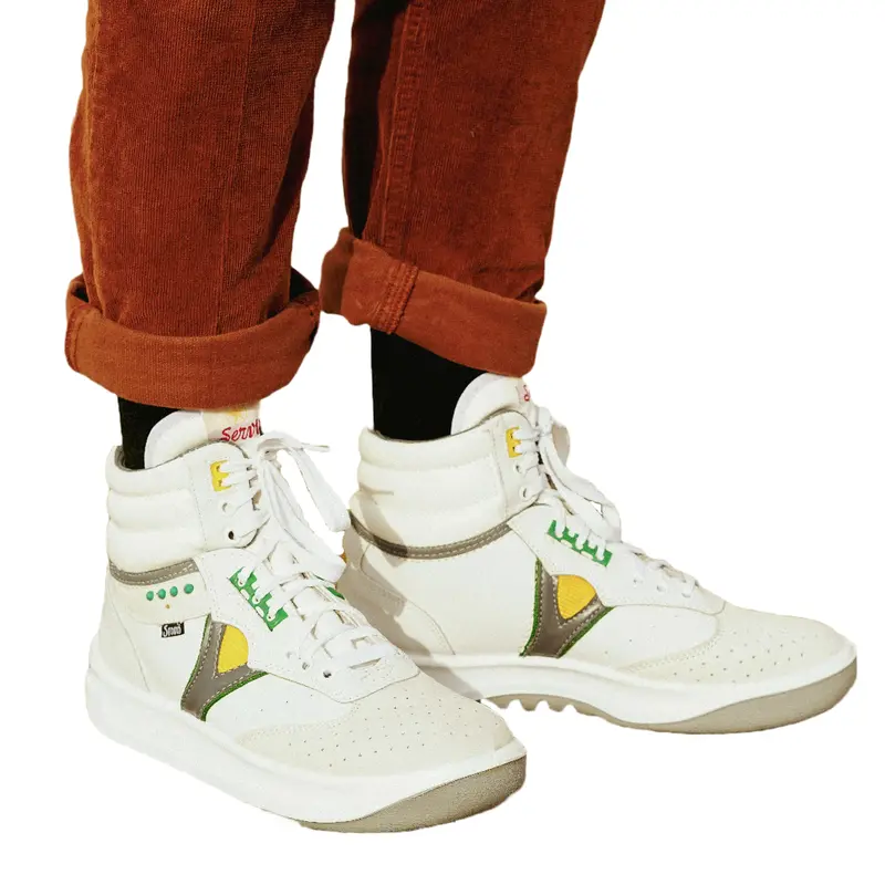 White Servis Cheetah High Top Sneakers