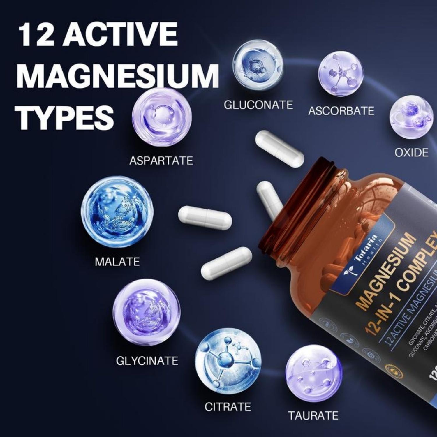 12-in-1 Magnesium Complex 700mg | Glycinate, Citrate, Malate, Oxide, Taurate, Aspartate, Orotate | Vegan Capsules | Supports Muscle Function, Heart Health & Relaxation | Dietary Supplement | Not Intended to Diagnose, Treat, Cure, or Prevent Any Disease