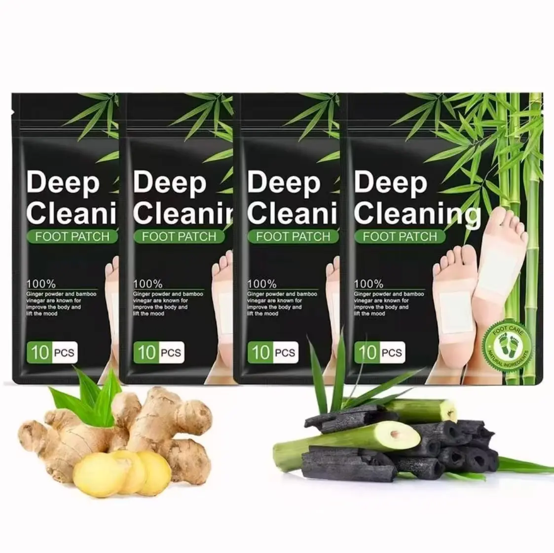 40PCS Natural Herbal Foot Patches -GingerBamboo Deep Cleansing Pads for ,mother‘s day gift