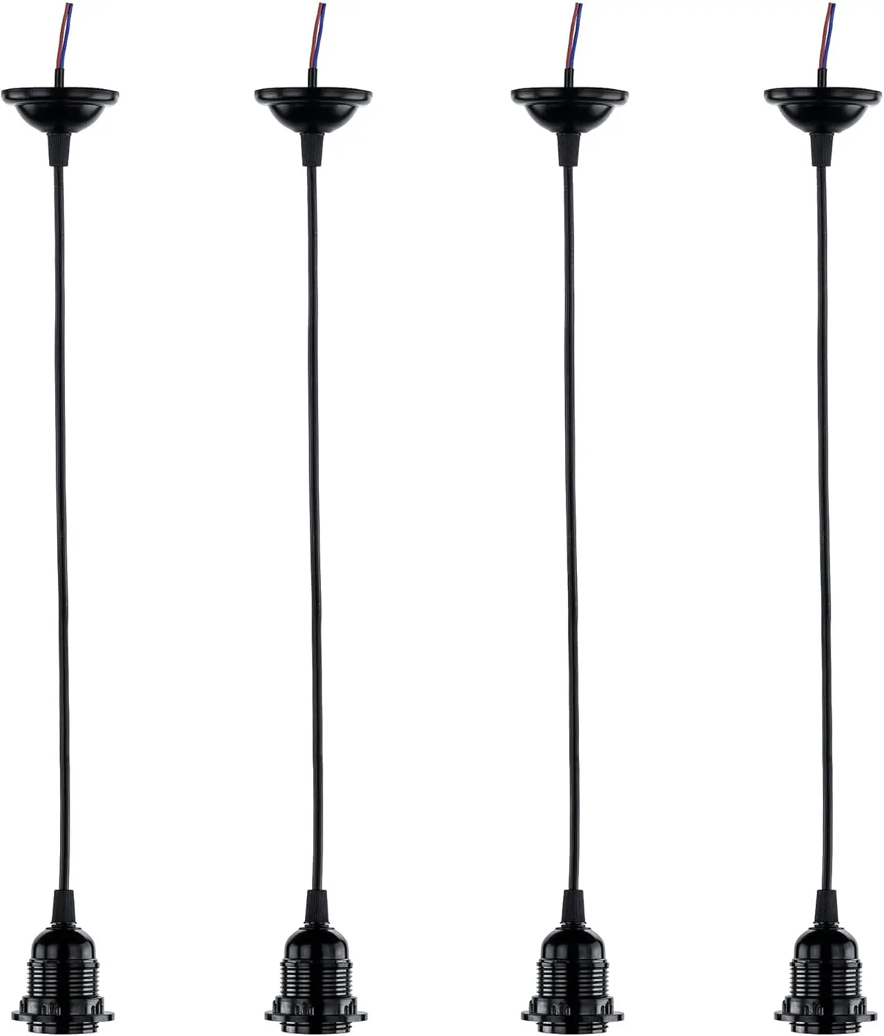4 Pack Industrial Mini Pendant Light Kit, E26/E27 Base Lampholder Pendant Light Cord Adjustable Hanging Light Kit for Kitchen Bedroom Home Corridor Studio Office